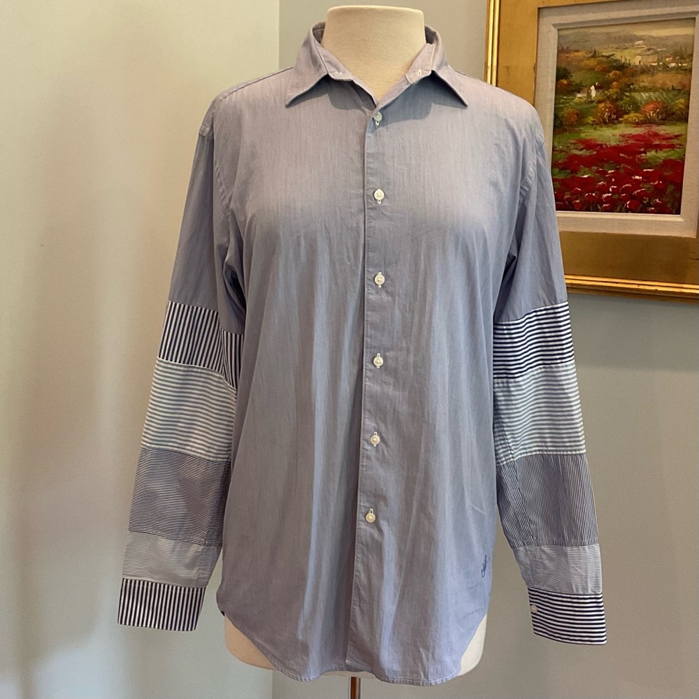 JW Anderson x Uniqlo Button Down Blue Stripe Patchwork‎ Shirt